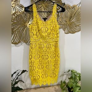 Yellow Lace Dress Banana Republic Womens Petite 00P / 0P